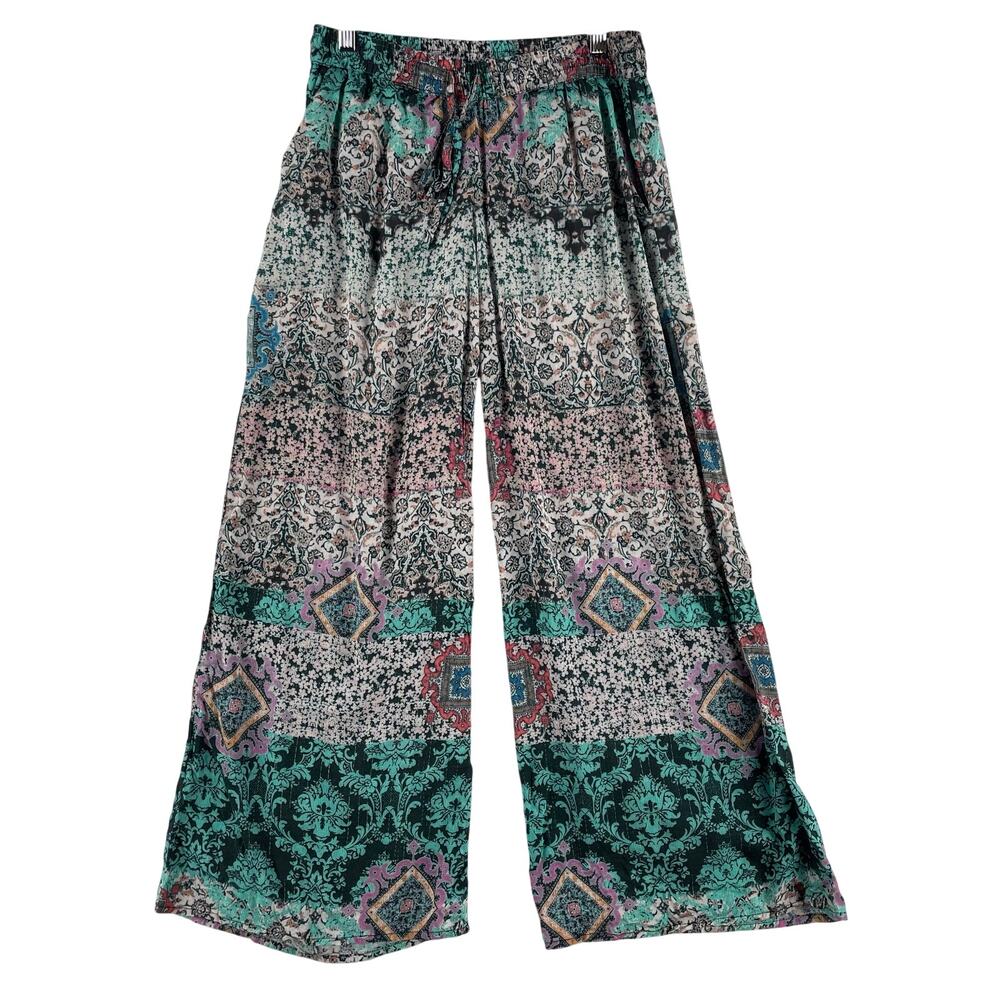 Feathers by Tolani Women’s Palazzo Wide Leg Pants SZ M 100% Modal Green Pockets